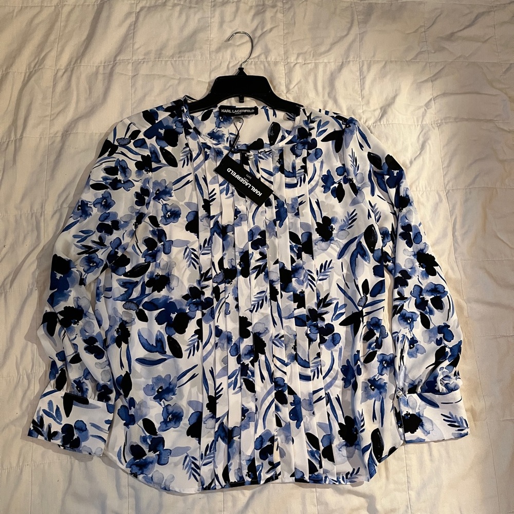 Karl Lagerfeld blue and white top